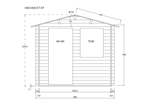 Gartenhäuser H28-2420-ET-EF