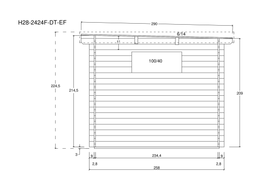 Gartenhäuser H28-2420F-DT-EF