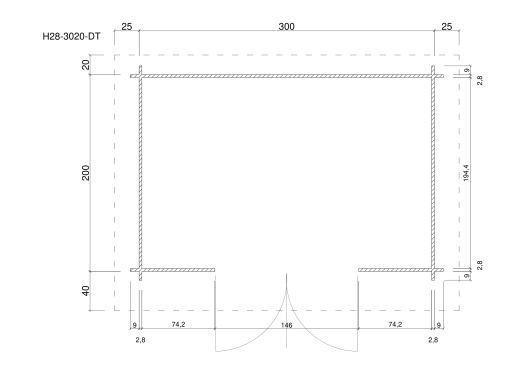 Gartenhäuser H28-3020-DT