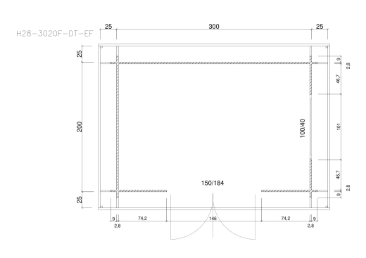 Gartenhäuser H28-3020F-DT-EF