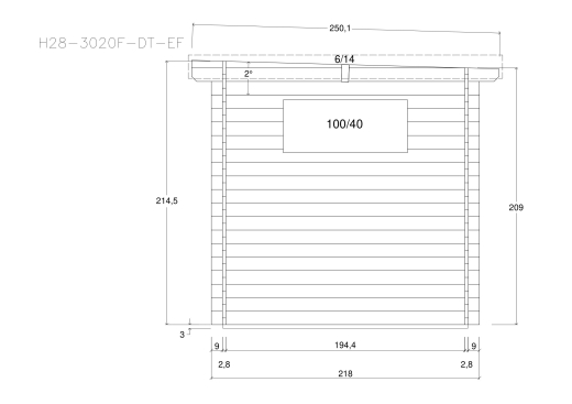 Gartenhäuser H28-3020F-DT-EF