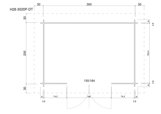 Gartenhäuser H28-3020P-DT