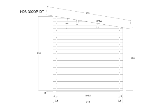 Gartenhäuser H28-3020P-DT