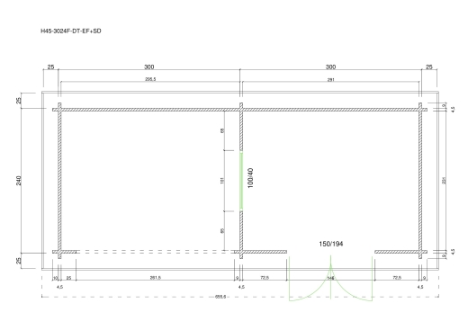 Gartenhäuser H45-3024F-DT-EF + SD