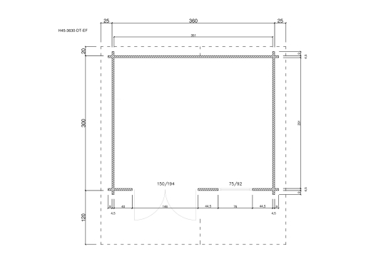 Gartenhäuser H45-3630-DT-EF