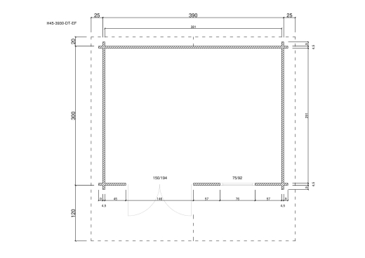 Gartenhäuser H45-3930-DT-EF