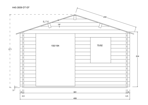 Gartenhäuser H45-3939-DT-EF