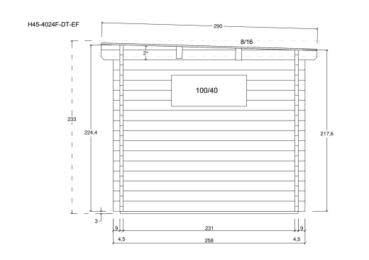 Gartenhäuser H45-4024F-DT-EF
