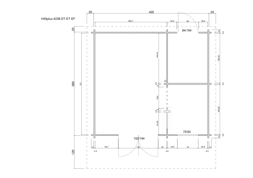 Gartenhäuser H45PLUS 4238-DT/ET-EF