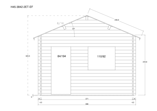 Gartenhäuser H45PLUS-3842-2ET-DF-EF