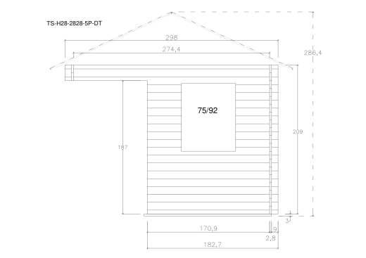 Gartenhäuser TS-H28-2828-5P-DT