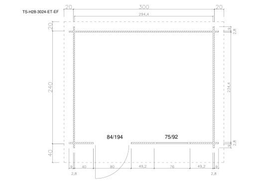 Gartenhäuser TS-H28-3024-ET-EF