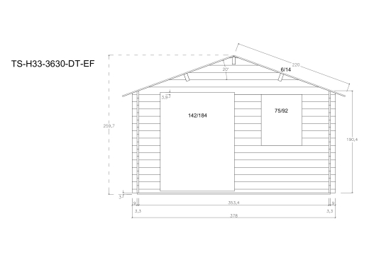 Gartenhäuser TS-H33-3630-DT-EF