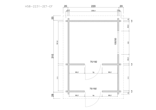 Gartensaunas H58-2231-2ET-FF