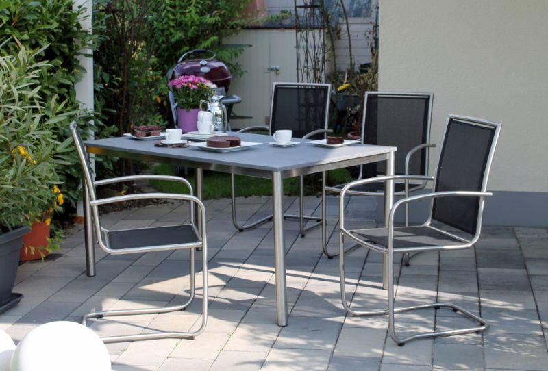 Gartenstuhl stapelbar Trinidad Edelstahl schwarz - Gartenpauli